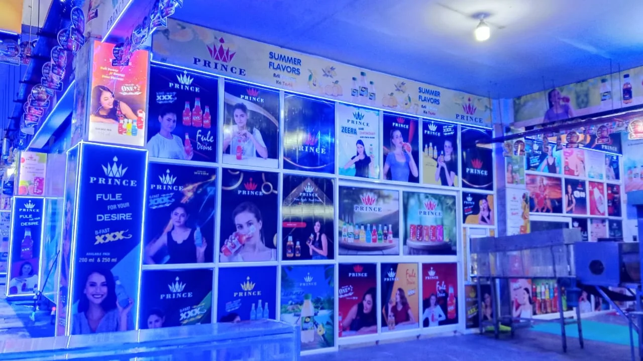 Prince beverage facility with branded interior and production area